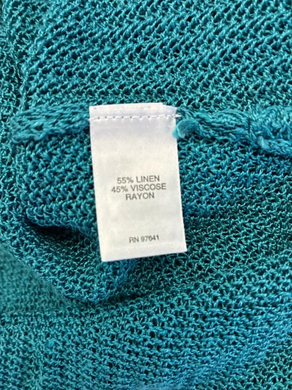 J. Jill Linen Blend Tunic Sweater Aqua Blue Open Knit Beachy Artsy M